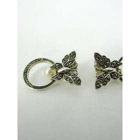 Boucles d'Oreilles Vintage Papillons avec Perles