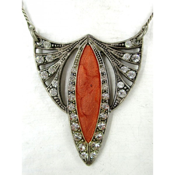 pendentif art déco en émail rouge