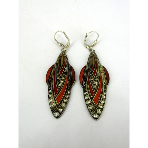 Boucles d'Oreilles Pendantes Art Déco Africa