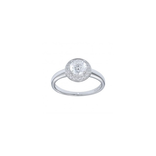 Bague solitaire en argent et zirconium