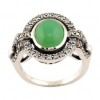 Bague Chrysoprase Art Déco en Argent