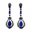 Boucles d'Oreilles Pendantes en Argent et Zirconium Bleu