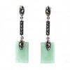 Boucles d'Oreilles Vintage Pendantes avec Jade Verte