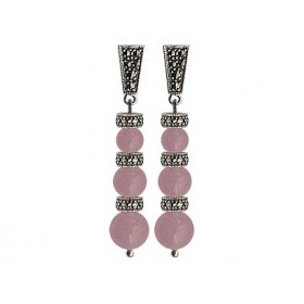 Boucles d'oreilles à Pendants de Jades Roses