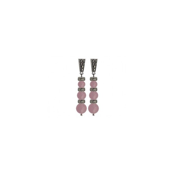 Boucles d'oreilles à Pendants de Jades Roses