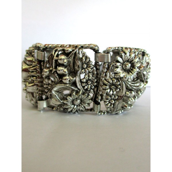 Bracelet Vintage Art Déco en Rhodium