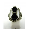 Bague Vintage en Argent avec Nacre et Onyx