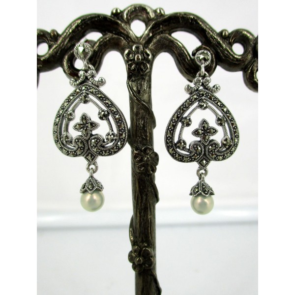 Boucles d'Oreilles Art Déco avec Perles