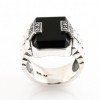 Bague homme Carré en Argent et Onyx Noir
