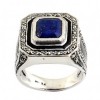 Bague homme Carré en Argent lapis lazuli et émail