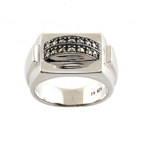 Bague Tank Femme Art Déco en Argent et Marcassites