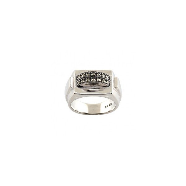 Bague Tank Femme Art Déco en Argent et Marcassites