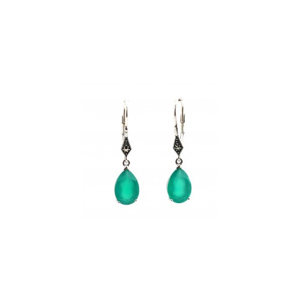 Boucles d'oreille Goutte en Argent et Agate