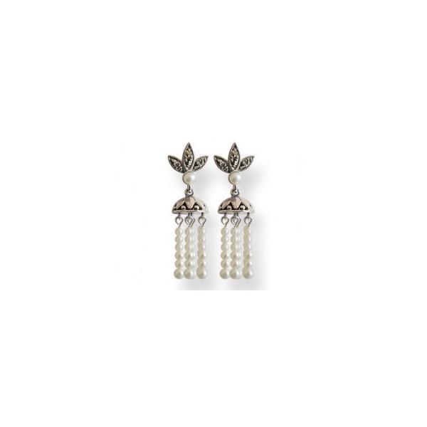 Boucles d'Oreilles Pampilles en Perles de Culture et Argent