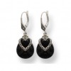 Boucles d'oreilles Art Déco ovale Pendante avec Onyx