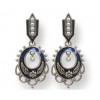 Boucles d'Oreilles Art Déco en Perles de Culture et émail