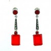 Boucles d'Oreilles Vintage Pendantes en Argent et Cornaline