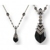Collier Long à Facettes en Argent et Onyx Noir