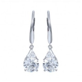 Boucles d'Oreilles Dormeuses en Argent et Zirconium
