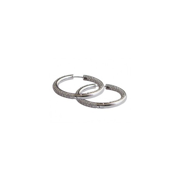 Boucles d'Oreilles Créole en Argent et Zirconium
