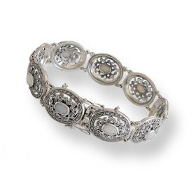 Bracelet Femme Ovale Art Déco en Argent et Opale