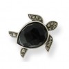 Broche Tortue en Onyx Noir et Argent