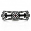 Broche Femme en Argent avec Onyx et Grenat