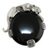 Broche Femme en Argent avec Onyx Noir et Rubis