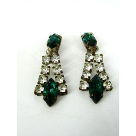 Boucles d'Oreilles Pendantes à Clips vintage Femme en Strass