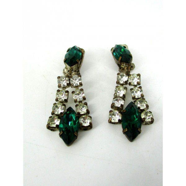 Boucles d'Oreilles Pendantes à Clips vintage Femme en Strass