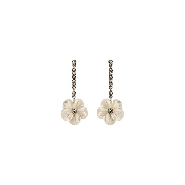 Boucles d'oreilles Pendantes Femme en Argent et Nacre