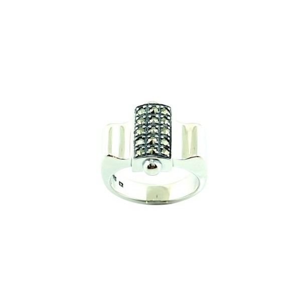 Bague Tank Rectangulaire Art Déco en Argent