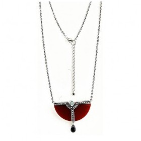 Collier Vintage en Argent avec Opale et Spinelle Noire