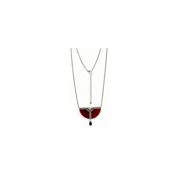 Collier Vintage en Argent avec Opale et Spinelle Noire