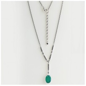 Collier de style Vintage pour Femme avec Agate verte