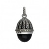 Pendentif Ovale Vintage Femme en Argent et Onyx