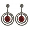 Boucles d'oreilles Ronde Vintage en Argent et Cornaline