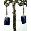 Boucles d'Oreilles Vintage Art Déco en Argent et Lapis Lazuli