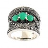 Bague Art Déco en Argent et Pierres en Chrysoprase