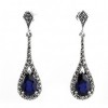 Boucles d'Oreilles en Zirconium Bleue et Argent