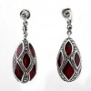 Boucles d'Oreilles Ovales Art Déco en Argent et Émail Rouge