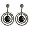 Boucles d'Oreilles Vintage Pendantes en Argent et Onyx