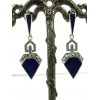 Boucles d'oreilles pendantes Vintage en Argent et Lapis Lazul