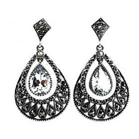 Boucles d'Oreilles Femme Pendantes en Argent avec Topaze