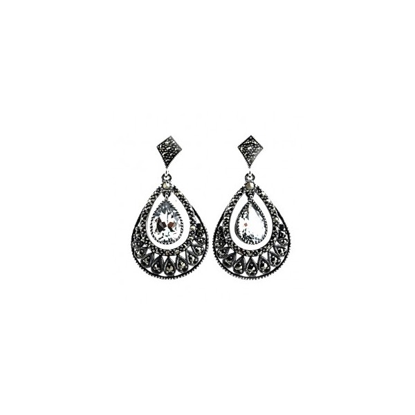 Boucles d'Oreilles Femme Pendantes en Argent avec Topaze