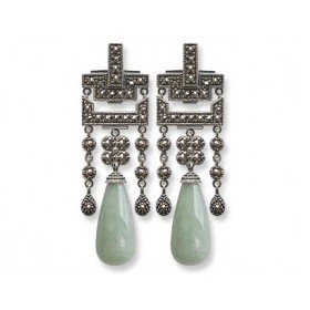 Boucles d'oreilles Pampille femme pendantes en Argent et Jade