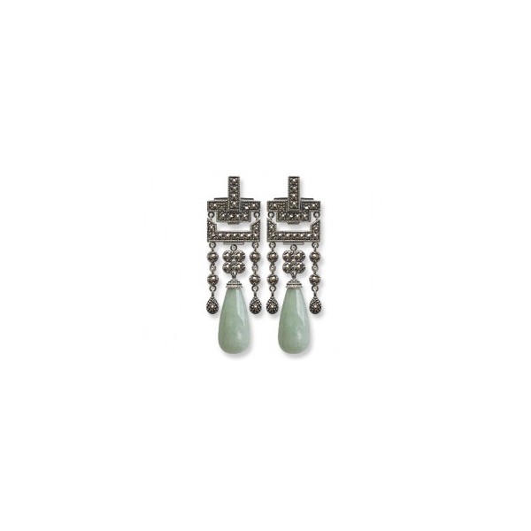 Boucles d'oreilles Pampille femme pendantes en Argent et Jade