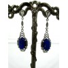 Boucles d'oreilles Femme Vintage Pendantes en Argent et Lapis Lazul