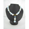 Collier Vintage avec Pierres en Opaline et Perles de Verre