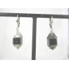 Boucles d'Oreilles Pendantes Art Déco en Onyx Noir